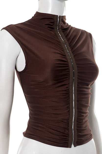 Ruched Front Sleeveless Tank Top