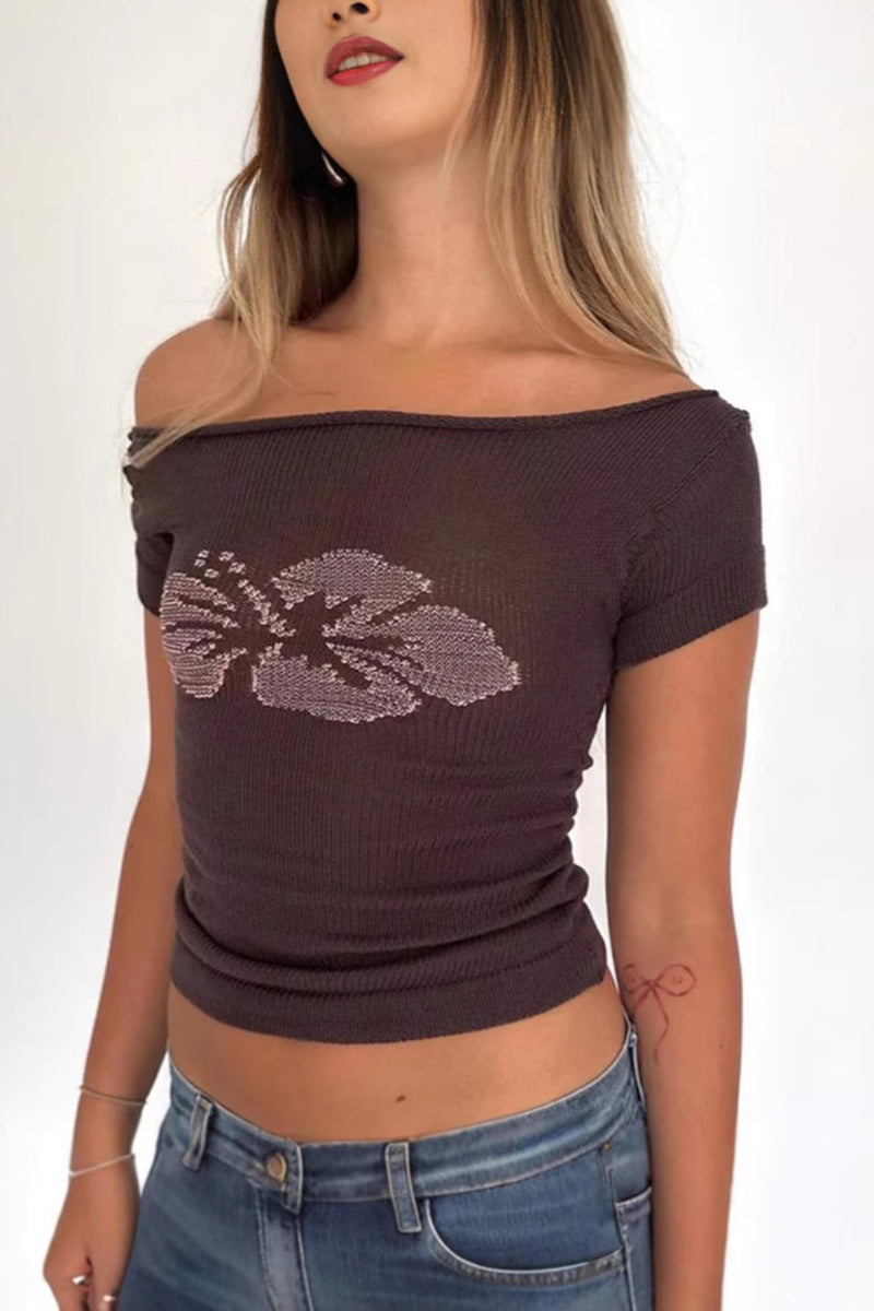 Off-Shoulder Floral Graphic T-Shirt