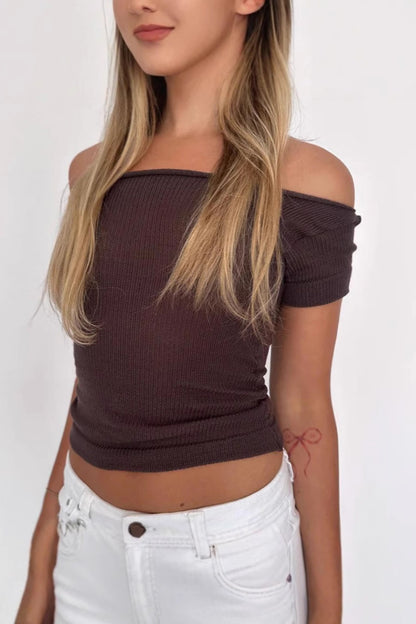 Off-Shoulder Floral Graphic T-Shirt