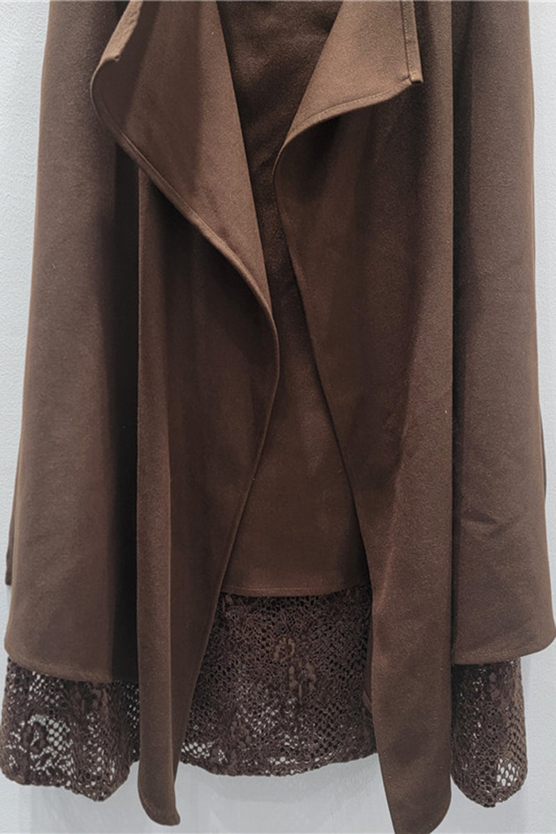 Elegant Draped Midi Skirt with Lace Accent