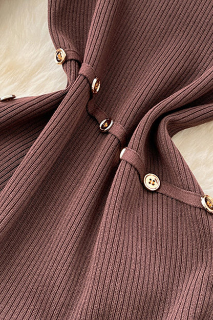 Asymmetric Button Detail Casual Dress