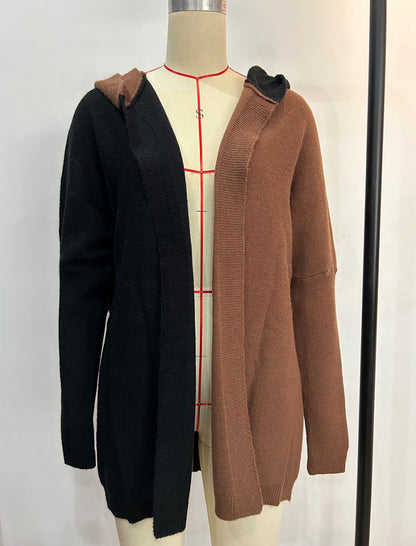 Two-Tone Open Front Cardigan