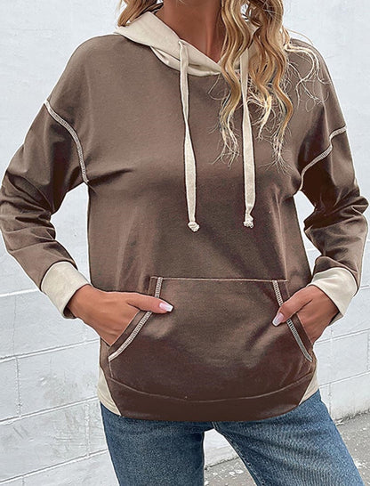 Contrast Stitch Drawstring Hoodie