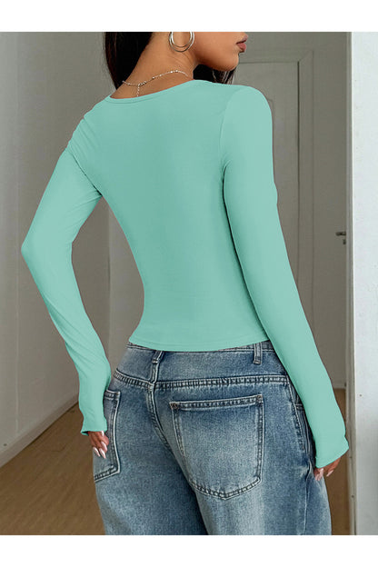 Square Neck Long Sleeve Top