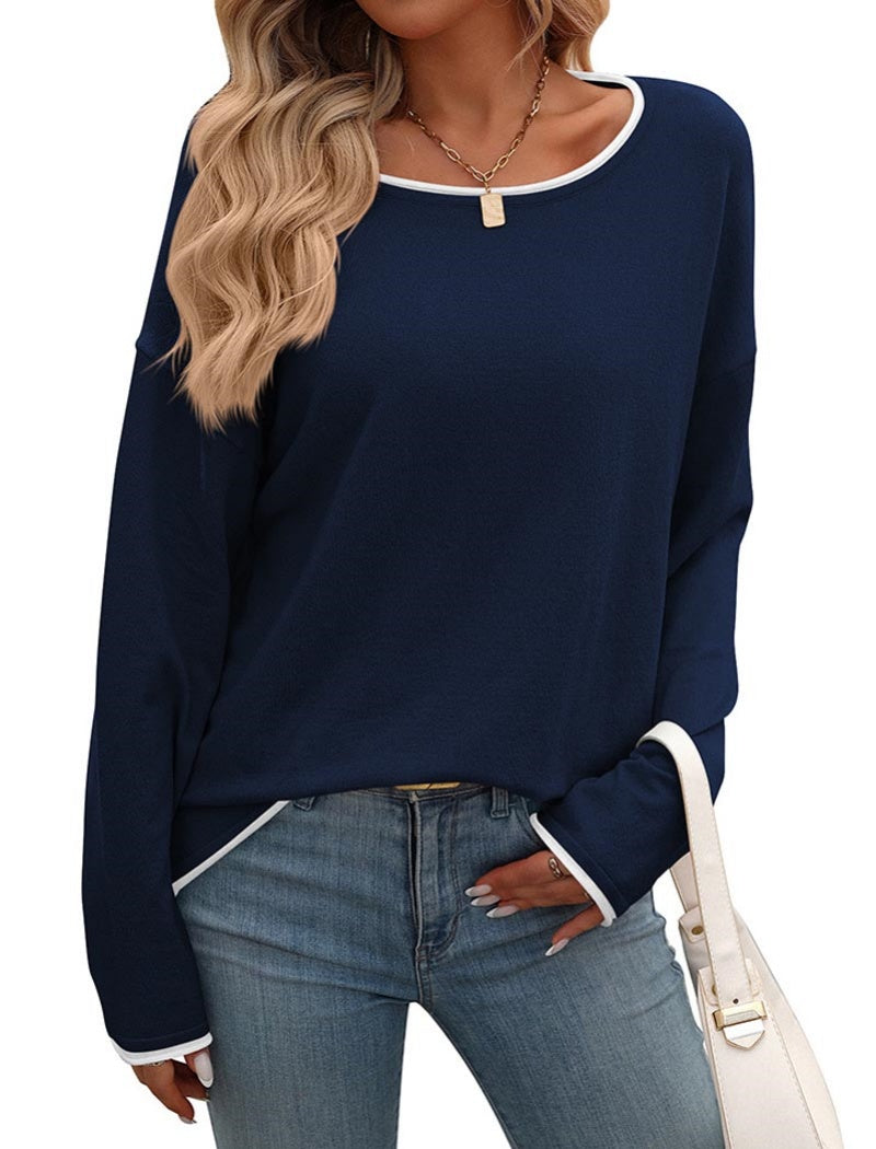 Crew Neck Colorblock Long Sleeve Sweater