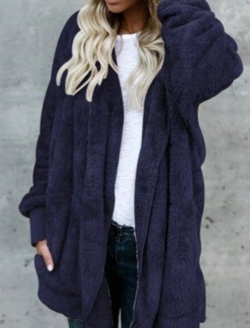 Oversized Faux Fur Open-Front Cardigan