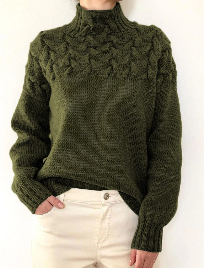 Cable Knit Mock Neck Sweater