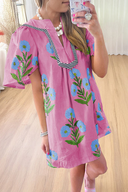 Floral Embroidered Babydoll Dress