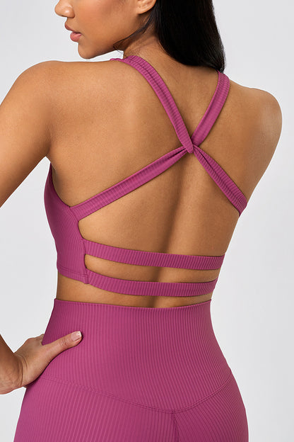 Ribbed Crop Top and High Waist Leggings Set