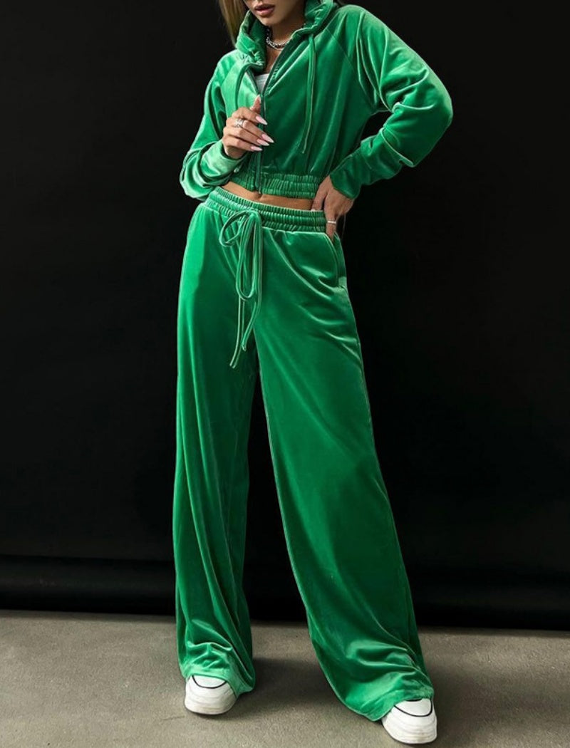 Drawstring Velour Lounge Set