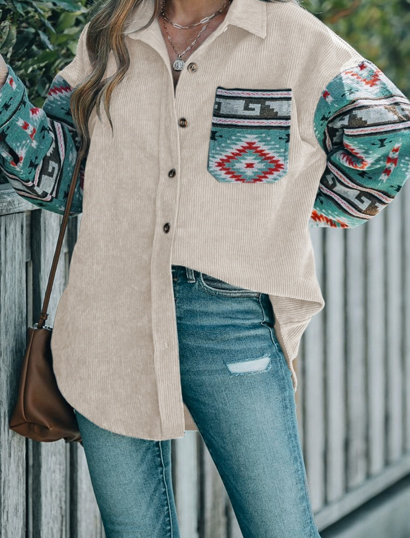 Aztec Sleeve Corduroy Shirt