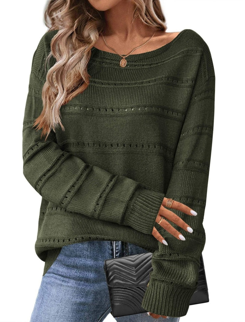 Pointelle Knit Long Sleeve Top
