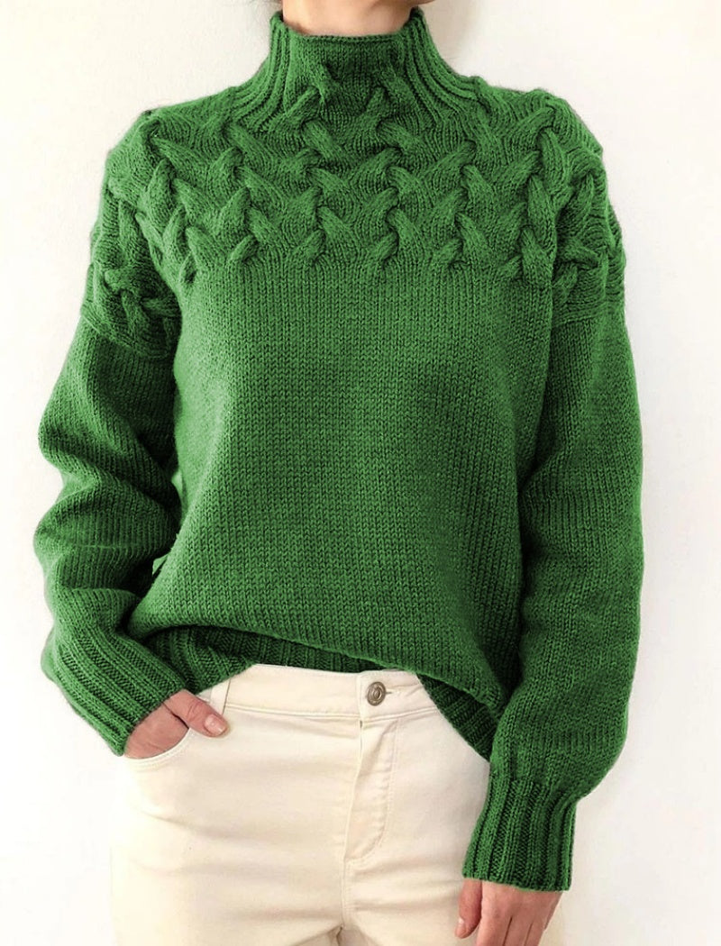 Cable Knit Mock Neck Sweater