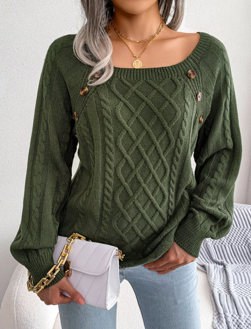 Knit Button-Accent Sweater