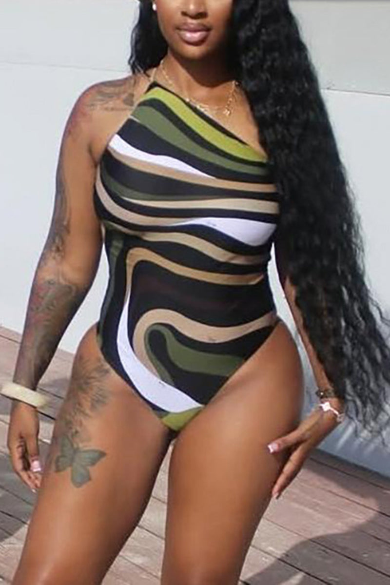 Swirl Pattern Halter Bodysuit