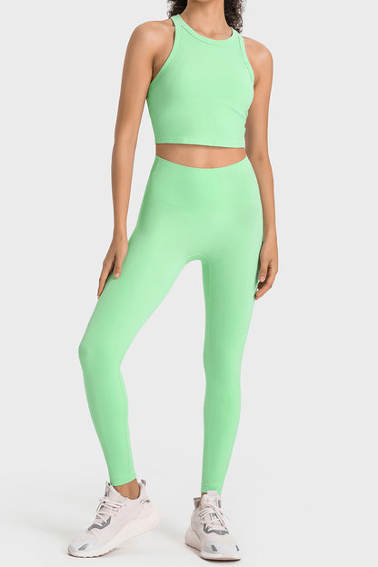 Sporty Crop Top and Legging Suit Set