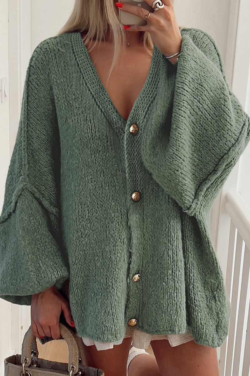 Oversized Knitted Cardigan with Button Detail