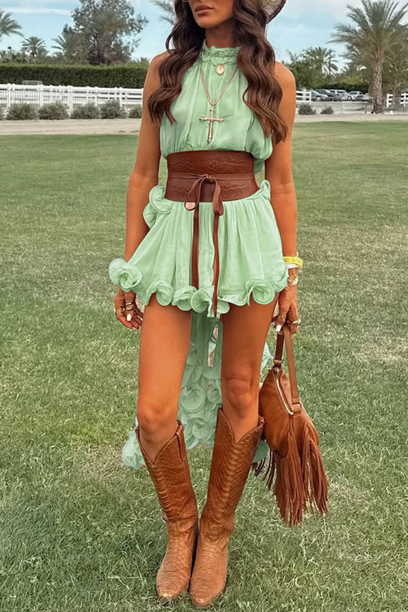 Ruffle High-Low Halter Set