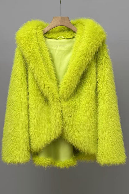 Oversized Hooded Faux Fur Coat