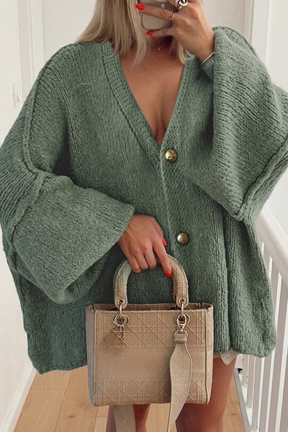 Oversized Knitted Cardigan with Button Detail