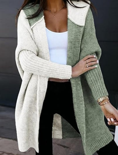 Two-Tone Open Front Cardigan