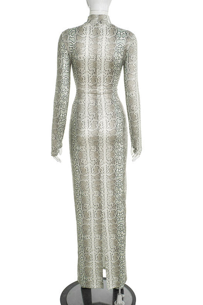 Snake Print Cut-Out Maxi Dress