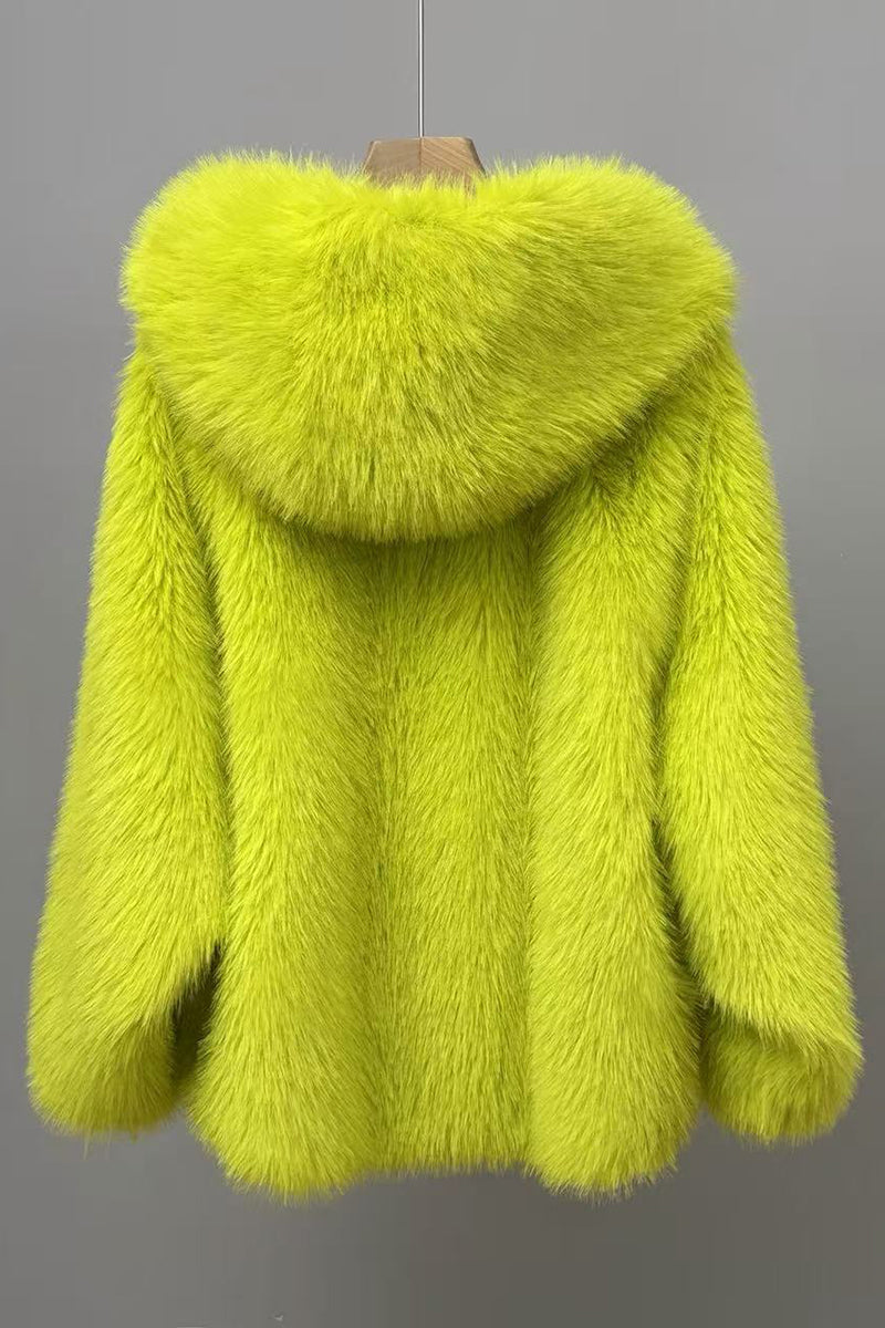 Oversized Hooded Faux Fur Coat