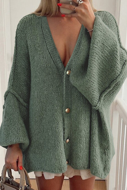 Oversized Knitted Cardigan with Button Detail