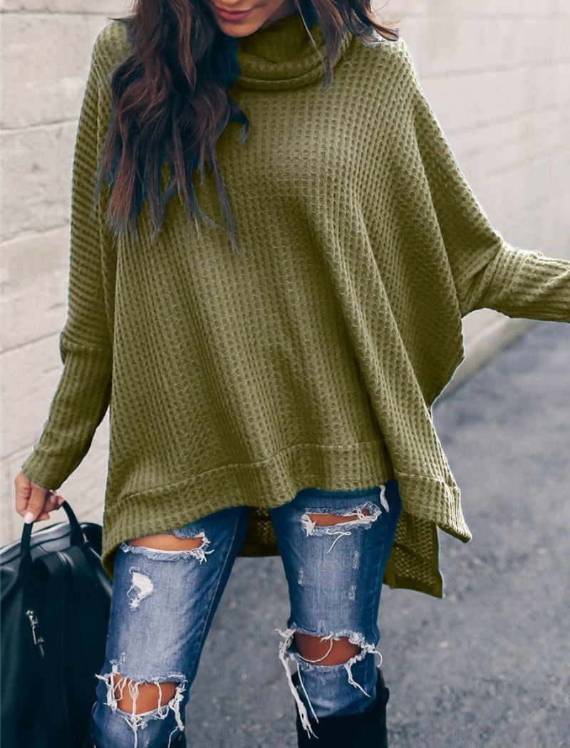 Casual Waffle Knit Poncho