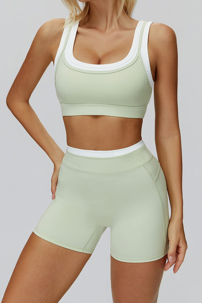 Chic Contrasting Strap Sports Bra