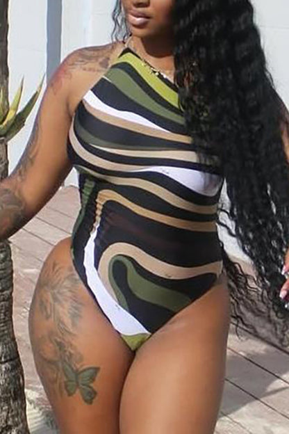 Swirl Pattern Halter Bodysuit