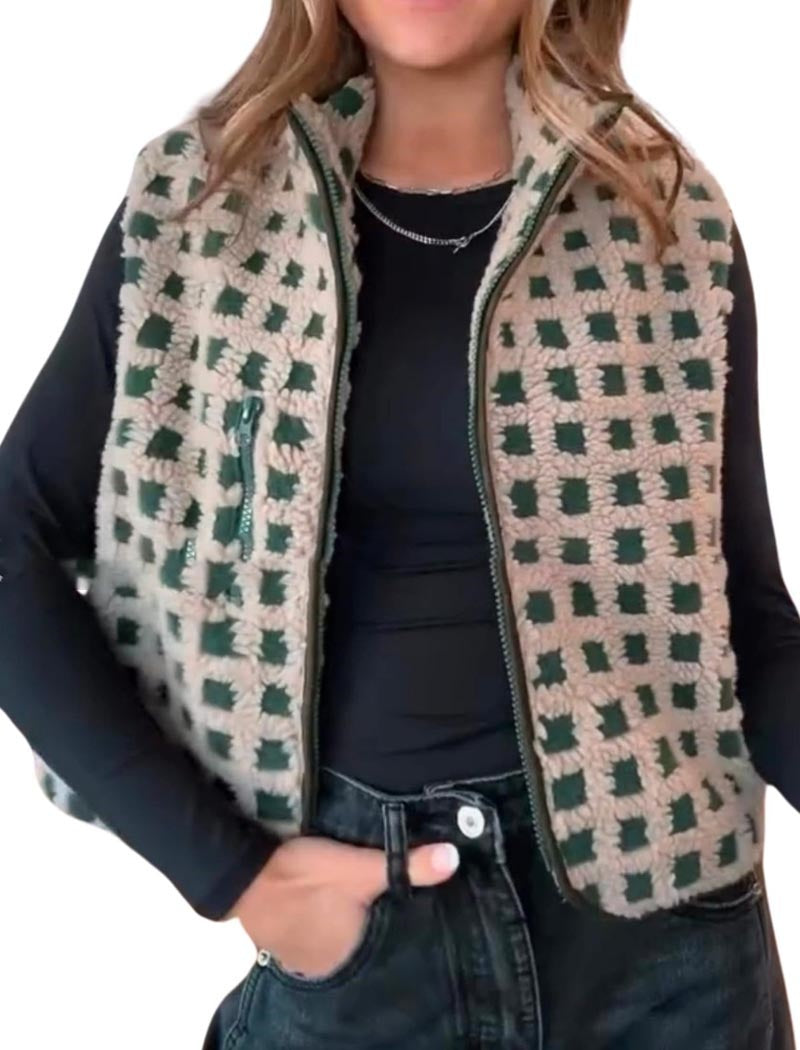 Checkered Pattern Knit Vest