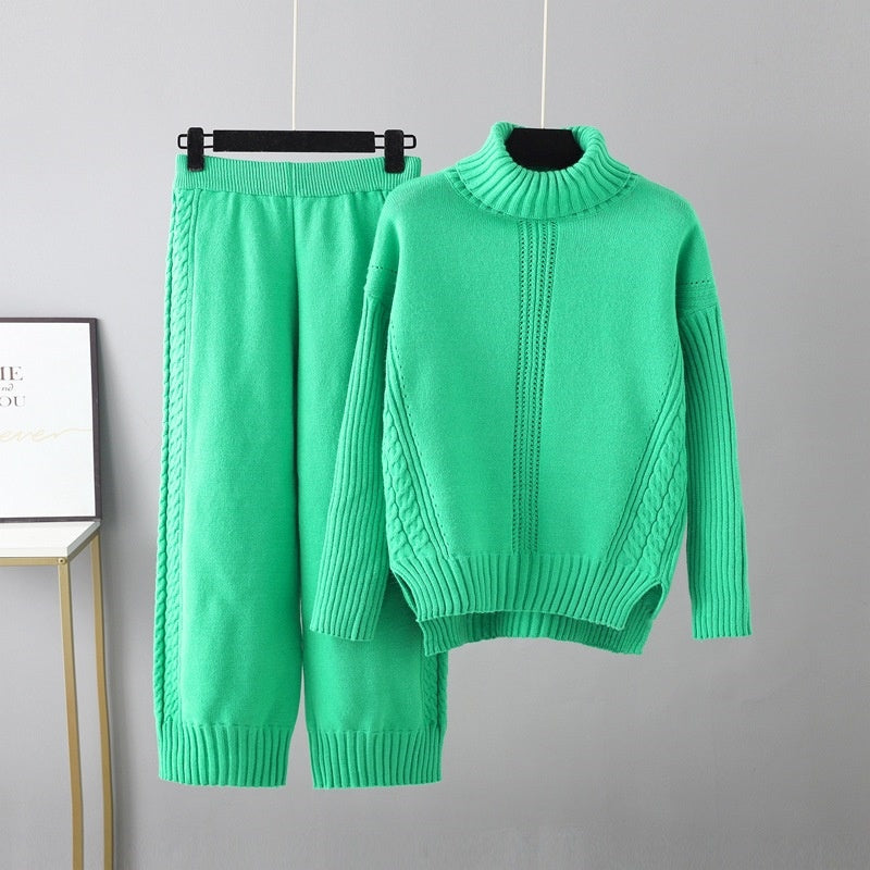 Cable Knit Sweater and Pants Lounge Set