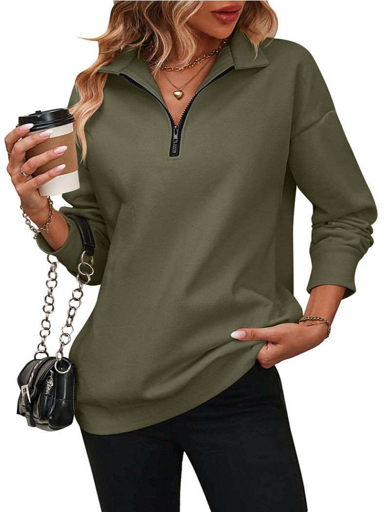 Oversized Half-Zip Pullover Top