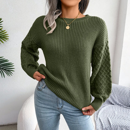 Textured Knit Top with Balloon Sleeves