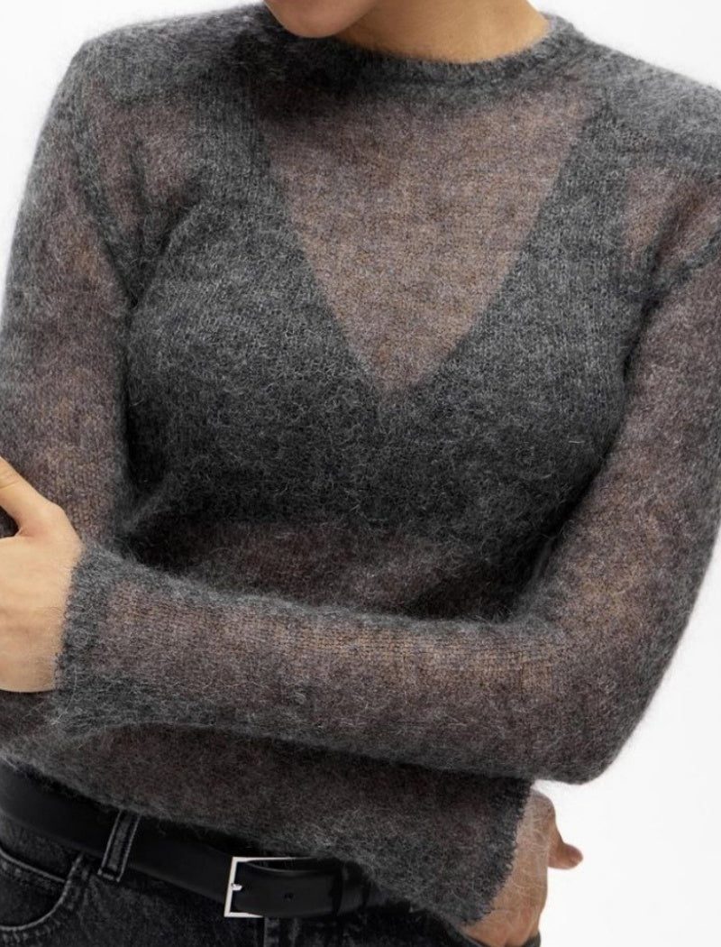 Sheer Fuzzy Knit Pullover