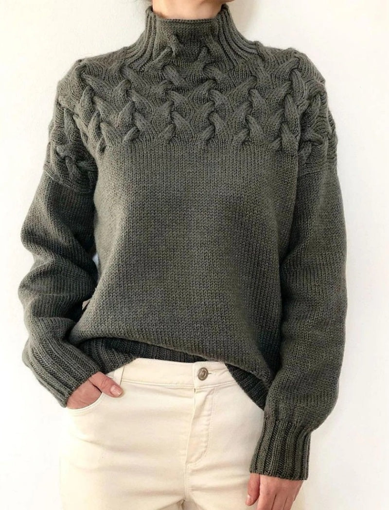 Cable Knit Mock Neck Sweater