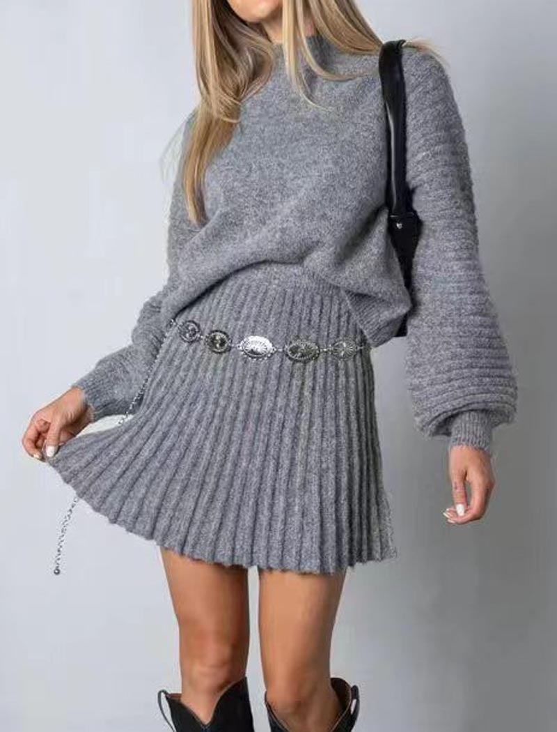 Ribbed Knit Turtleneck Sweater Dress