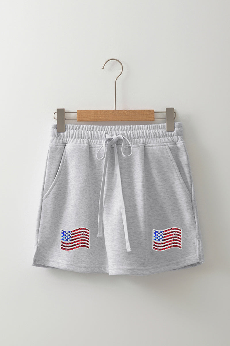 Drawstring Skirt with Flag Patches