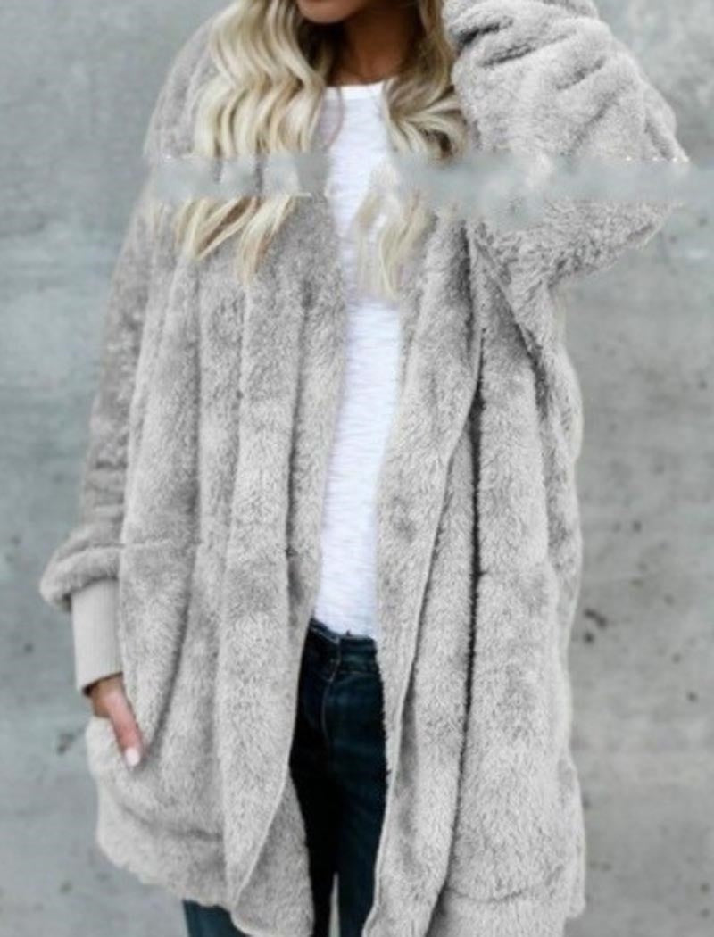 Oversized Faux Fur Open-Front Cardigan