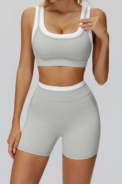 Chic Contrasting Strap Sports Bra