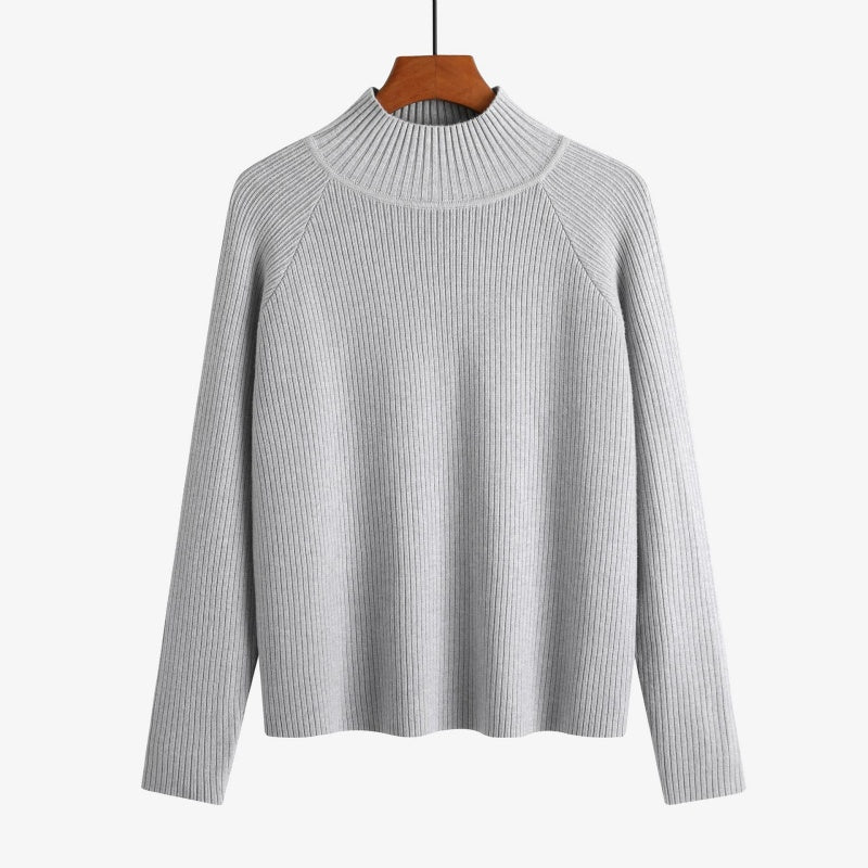 Ribbed High Neck Basic Sweater