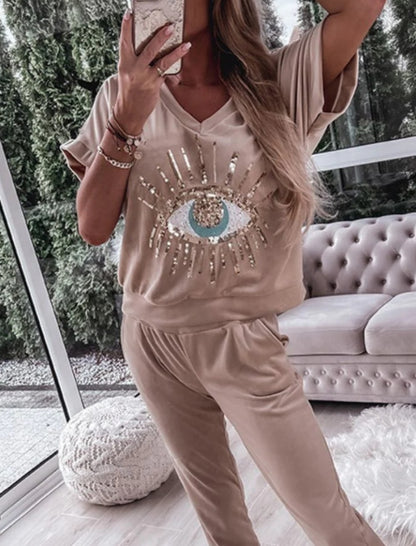 Eye Embellished Lounge Set