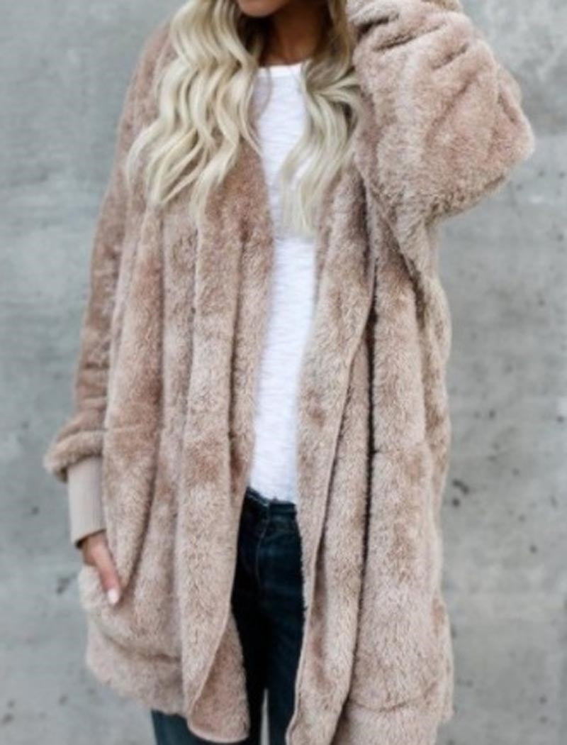 Oversized Faux Fur Open-Front Cardigan