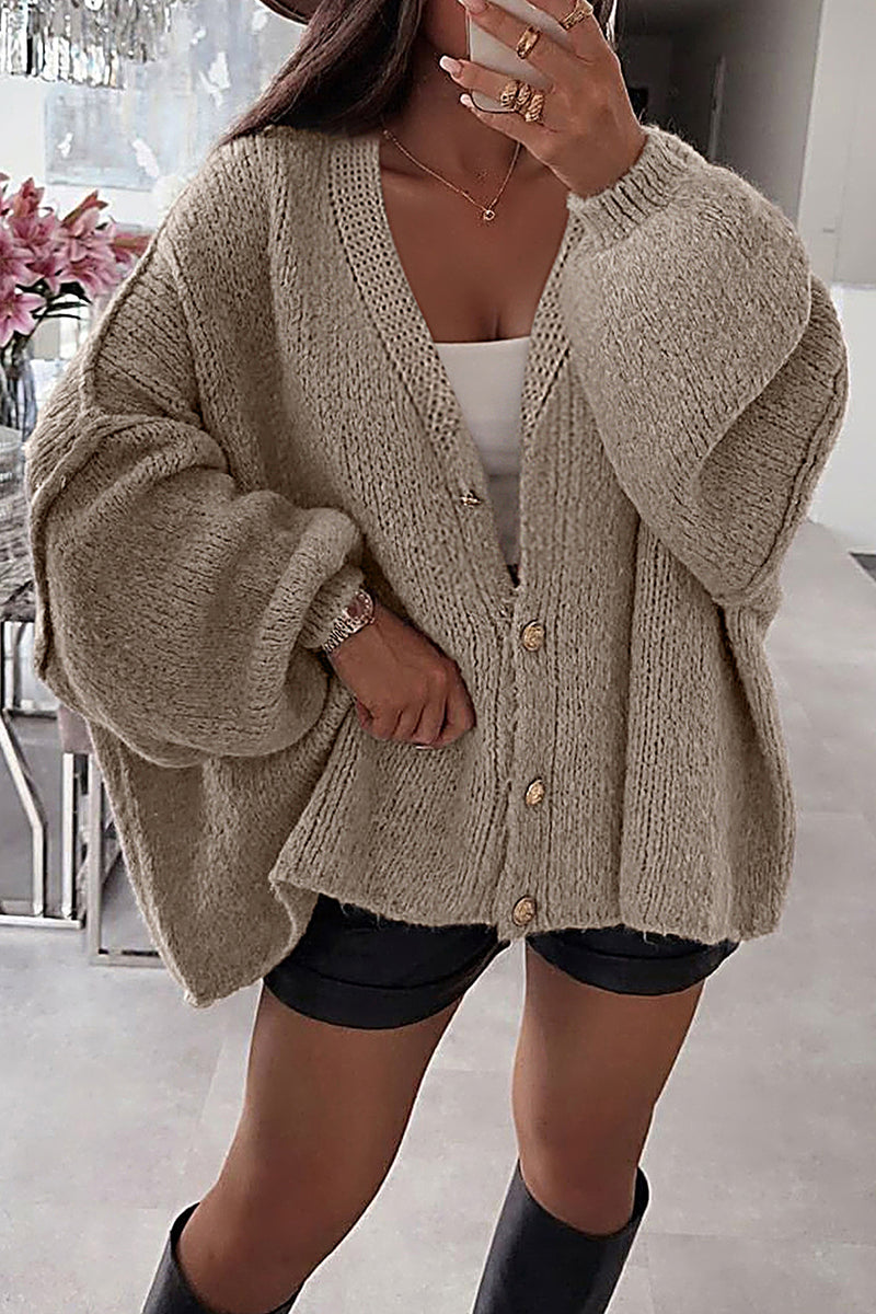 Oversized Knitted Cardigan with Button Detail