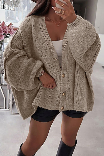 Oversized Knitted Cardigan with Button Detail