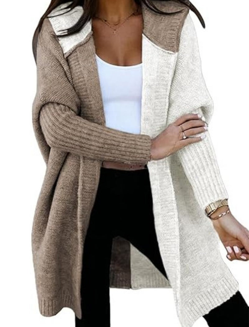 Two-Tone Open Front Cardigan