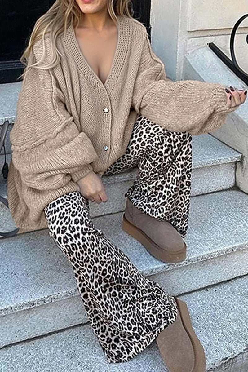 Oversized Knitted Cardigan with Button Detail