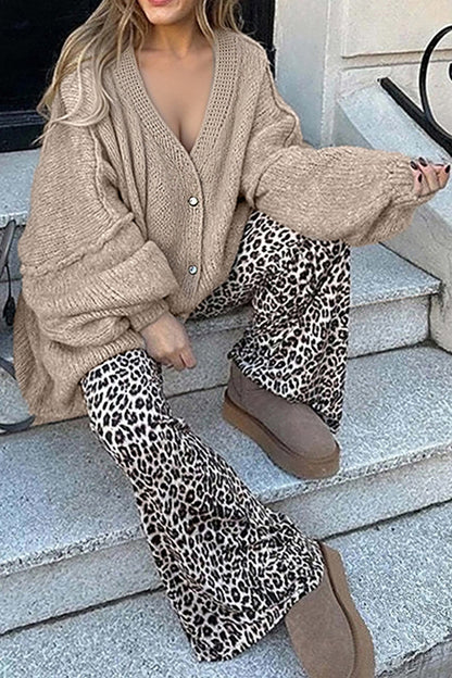 Oversized Knitted Cardigan with Button Detail