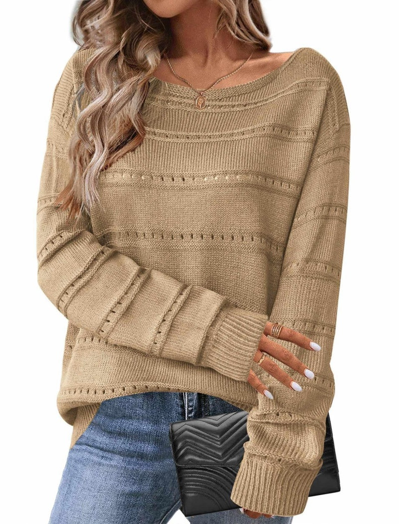 Pointelle Knit Long Sleeve Top
